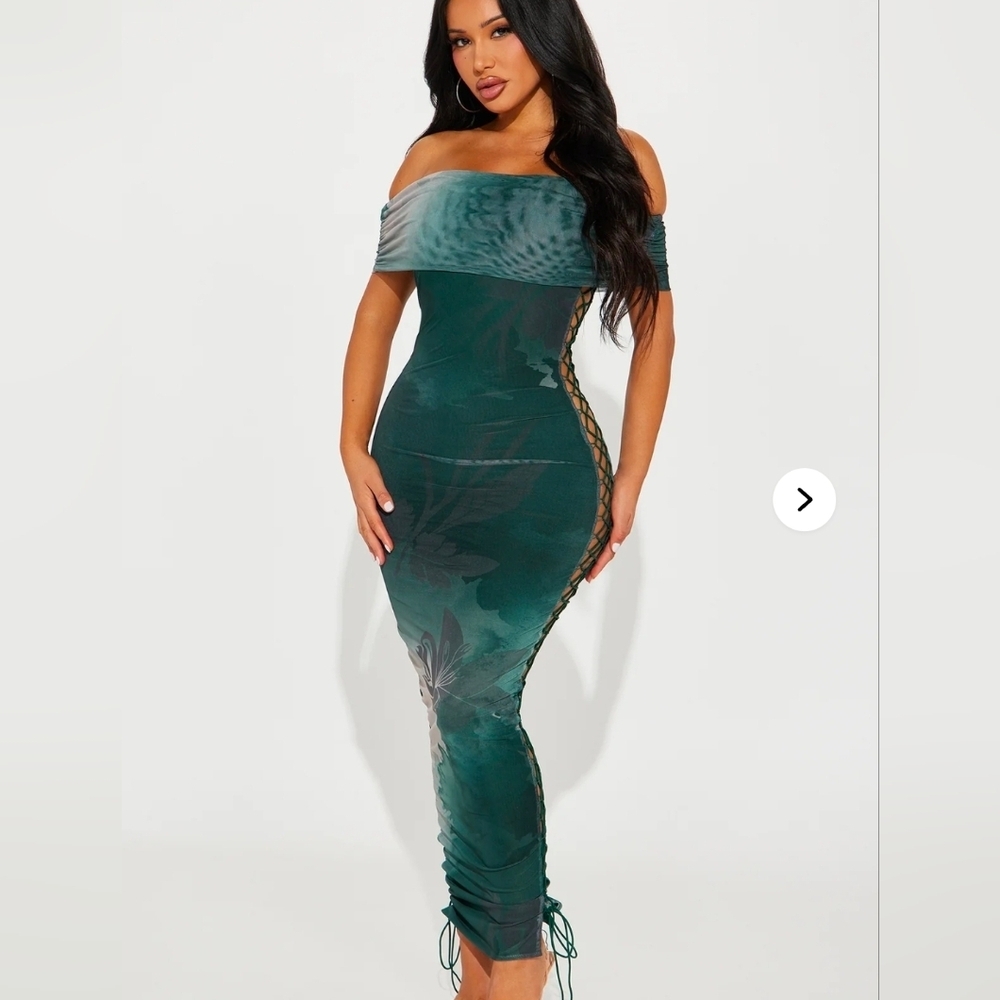 Fashion Nova Strapless Teal Dress